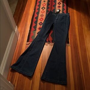 Veronica Beard Sheridan exaggerated flare with seams washed Oxford NWT